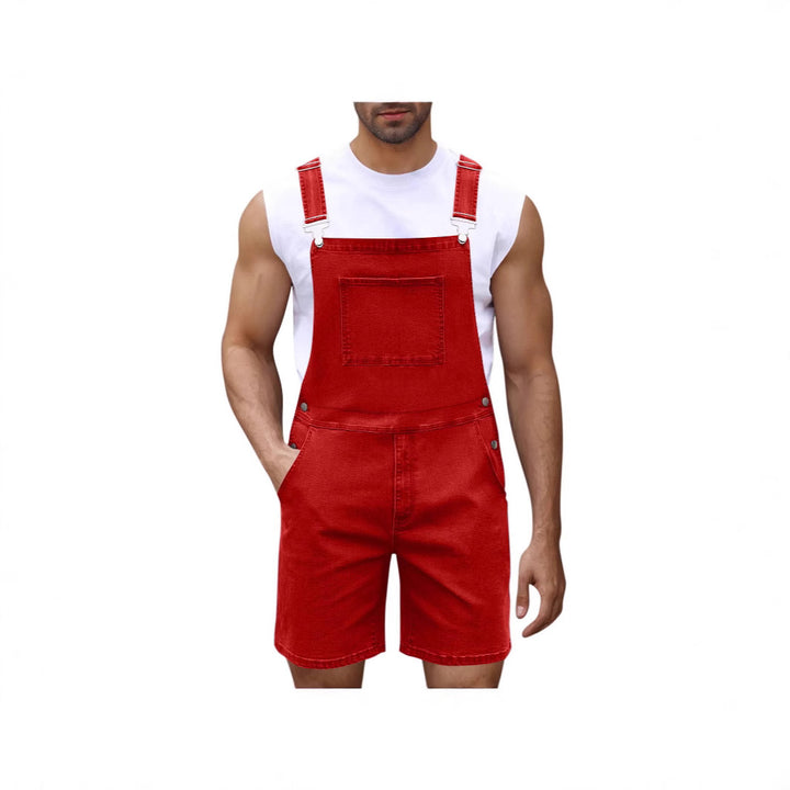 Herrer Denim-Latzshorts med moderne lommer og justerbare stropper Skovae