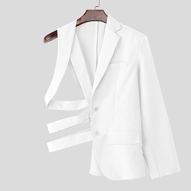 Dame nan asymmetrisk blazer med bånddetaljer og reverskrave Skovae