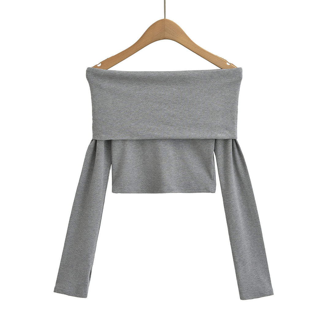 Dame Off-Shoulder Crop-Top med lange ærmer og elegant snit Stilla