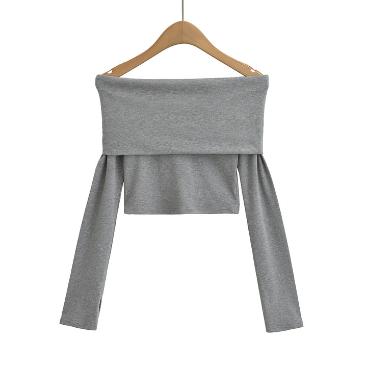 Dame Off-Shoulder Crop-Top med lange ærmer og elegant snit Stilla