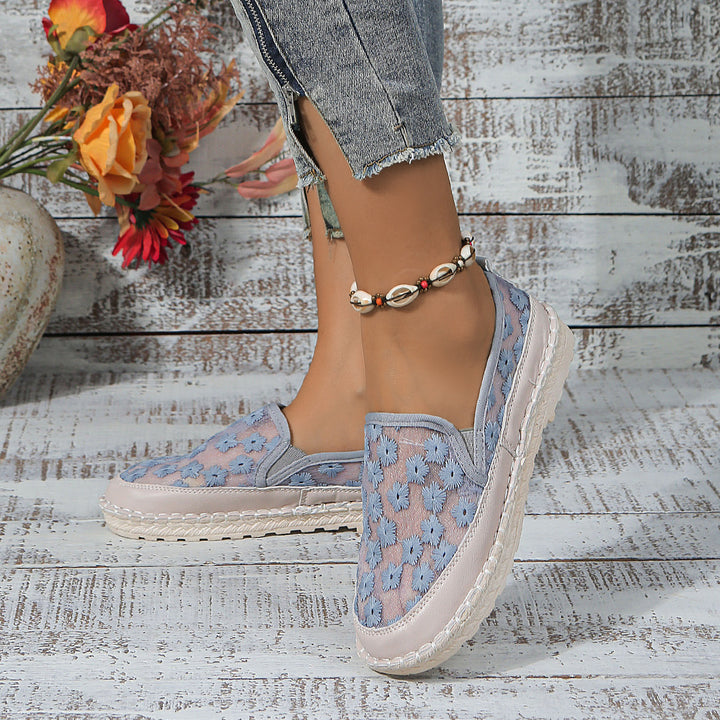Dame Slip-On Stofsko med florale accenter og skridsikker sål Stilla