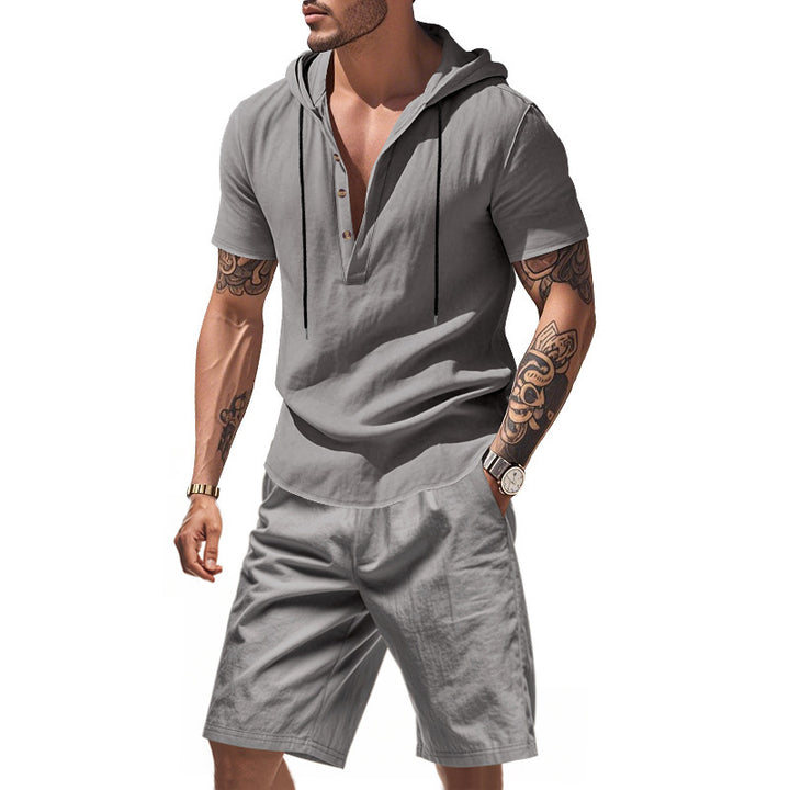 Herren afslappet hættebluse og shorts sæt i afslappet design Stilla