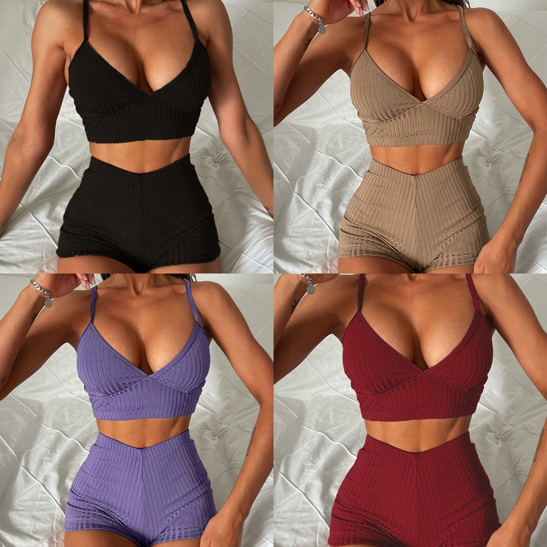 Dame Sporty Crop Top og Shorts Sæt Skovae