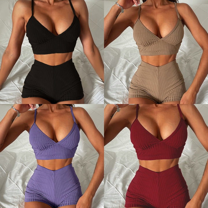 Dame Sporty Crop Top og Shorts Sæt Skovae