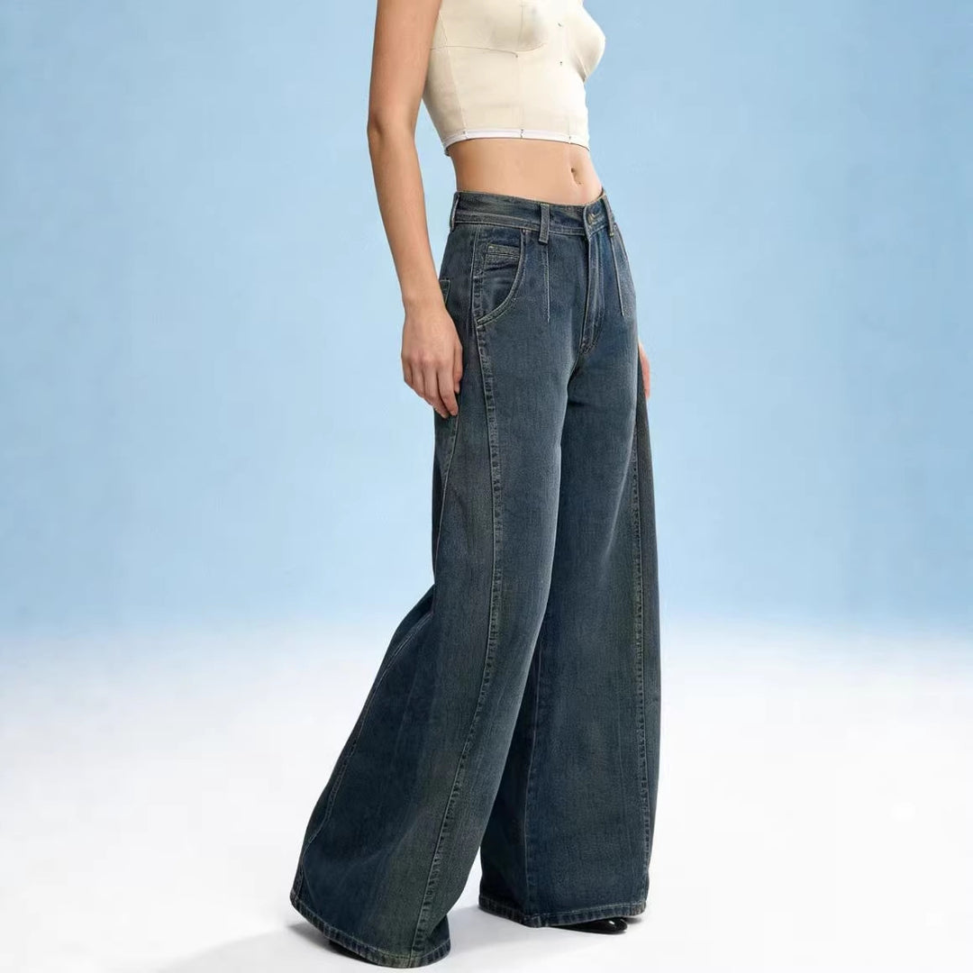 Dame løse denimjeans med høj talje og klassisk snit Skovae