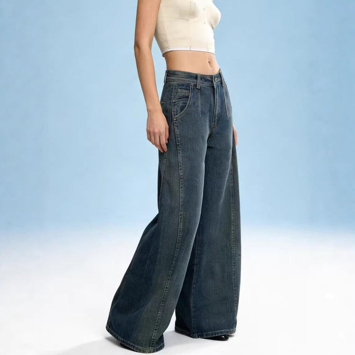 Dame løse denimjeans med høj talje og klassisk snit Skovae