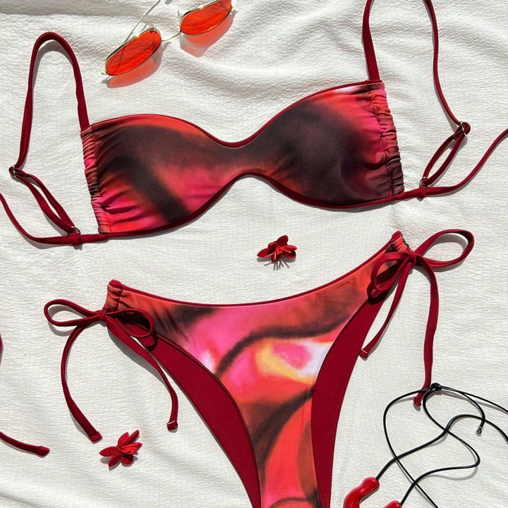 Dame Push-Up Bikini med detaljeret dyreprint og justerbare stropper Skovae