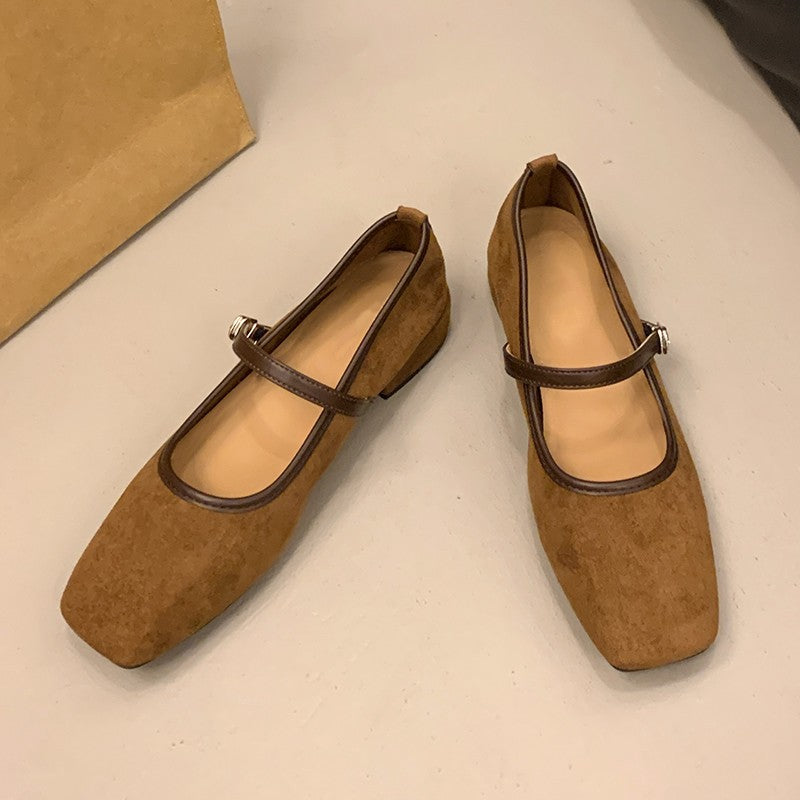 Dame Mary Jane Ballerinas med firkantet tåform og justerbar rem Stilla