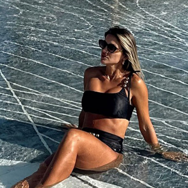 Dame Bikini-sæt med elegant nakkeholder-top og høj taljeskæring Stilla