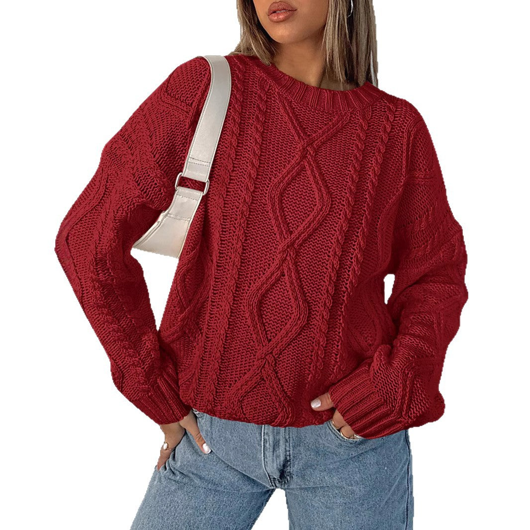 Kvinnernes chunky strikkede sweater med kabeldesign Stilla