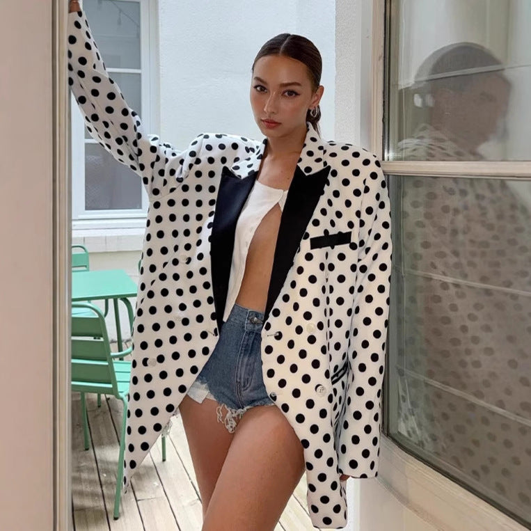Dame Oversized Blazer med prikker Stilla