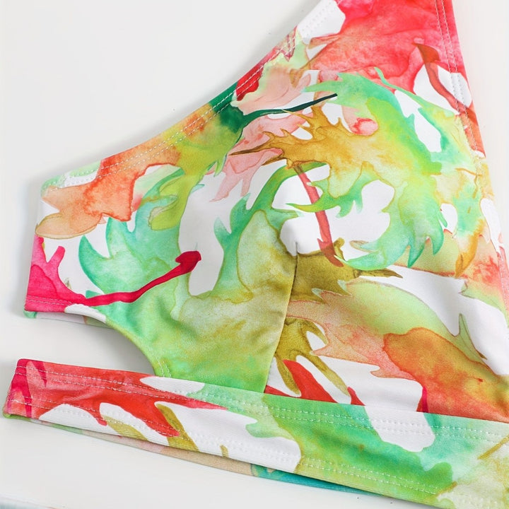 Dame Bikini-sæt med flydende nederdel og legesyg print Skovae