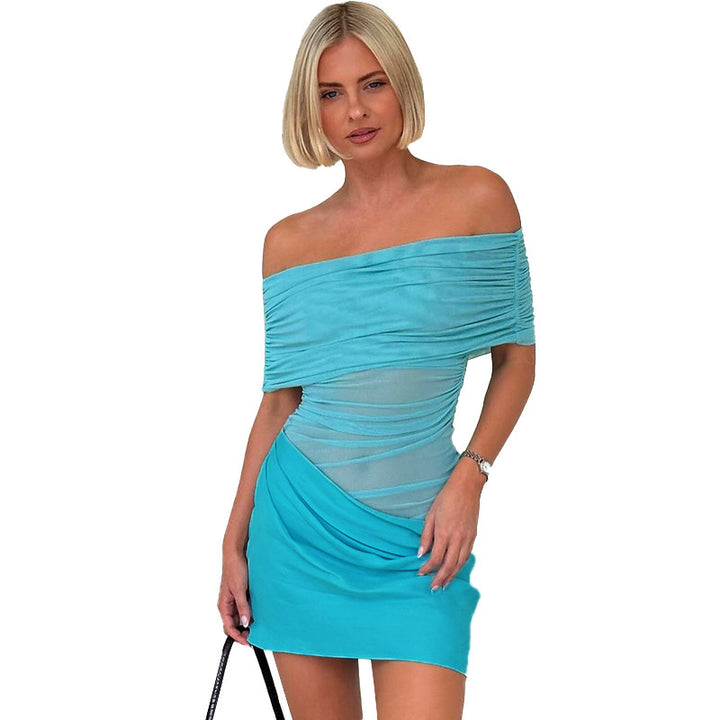 Dame Off-Shoulder Mini-Kjole med Flæsede Detailler og Figurformet Silhuet Skovae