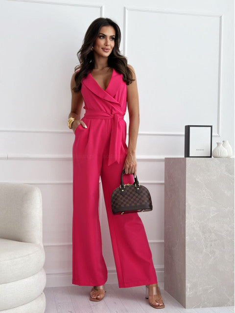 Dame Elegantly Draped Bredbenet Jumpsuit Stilla