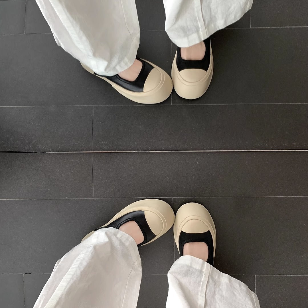 Dame Plateau-Sneaker med justerbar velcro og elegant læderoverflade Stilla
