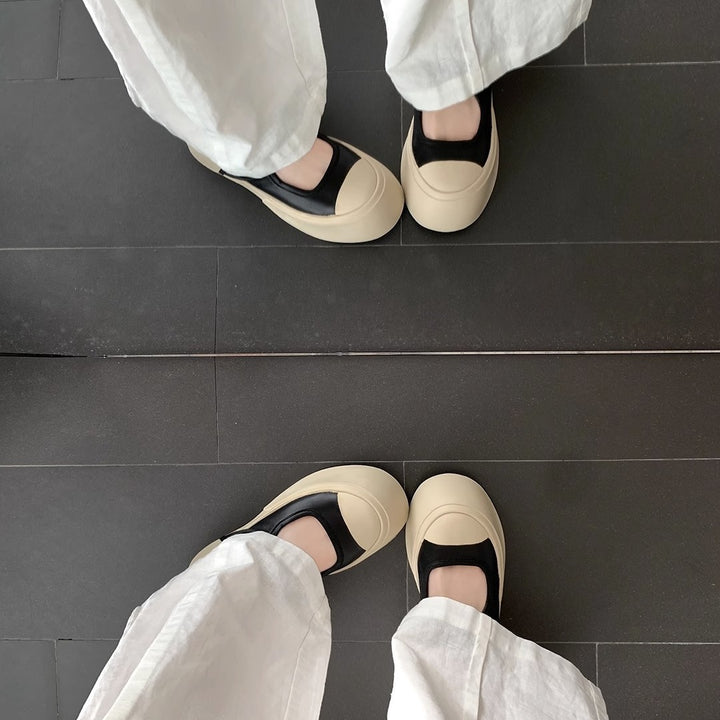 Dame Plateau-Sneaker med justerbar velcro og elegant læderoverflade Stilla