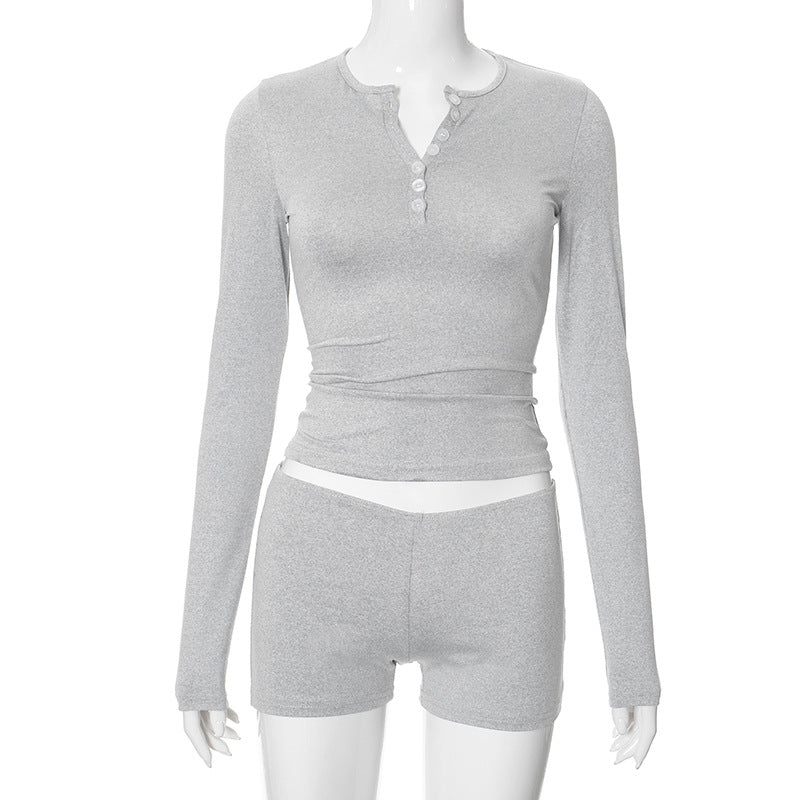 Femme Cozy Langærmet Button-Up Aktiv Sæt Stilla