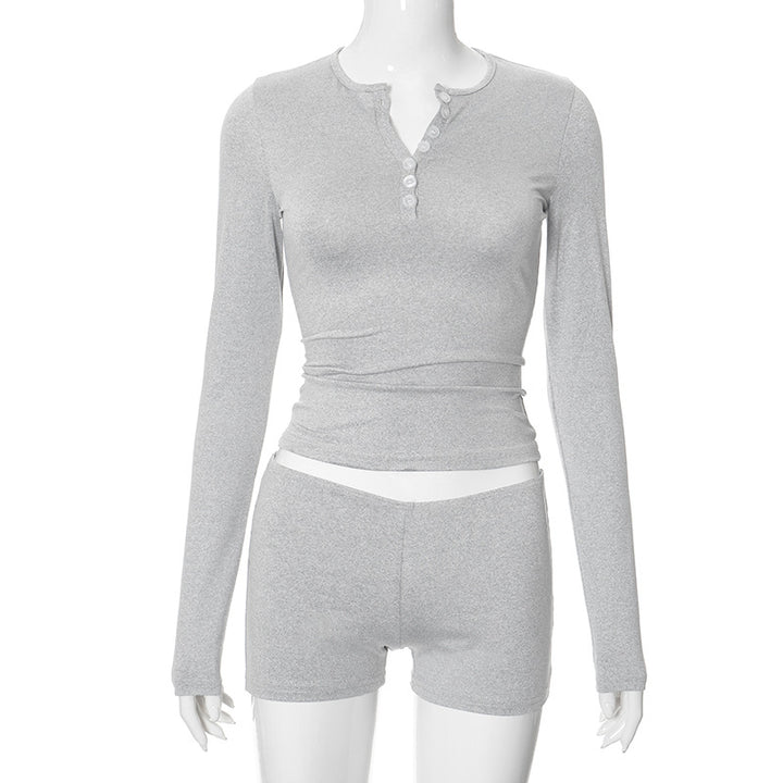 Femme Cozy Langærmet Button-Up Aktiv Sæt Stilla