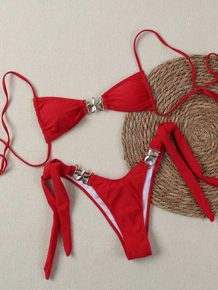Dame bikini sæt med justerbare stropper og glamorøse dekorative detaljer Skovae