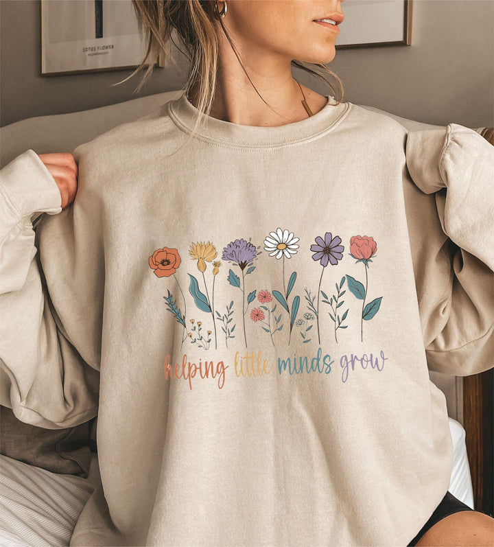 Kvinders sweatshirt med voluminøse ærmer og motiverende blomsterprint Stilla