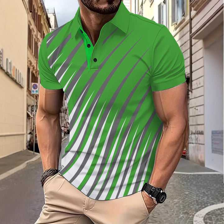 Herre Poloshirt med moderne dynamisk stribedesign og åndbare egenskaber Stilla