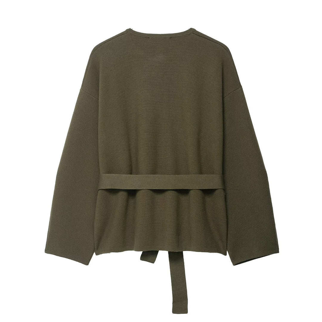 Dame afslappet cardigan med bælte og elegante knapdetaljer Stilla