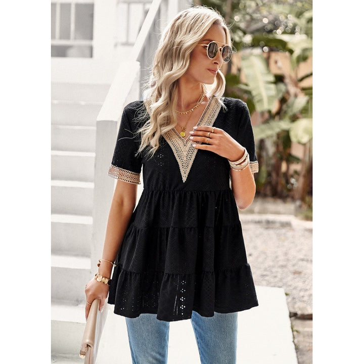 Damer Peplum Top med øsken-detaljer Stilla