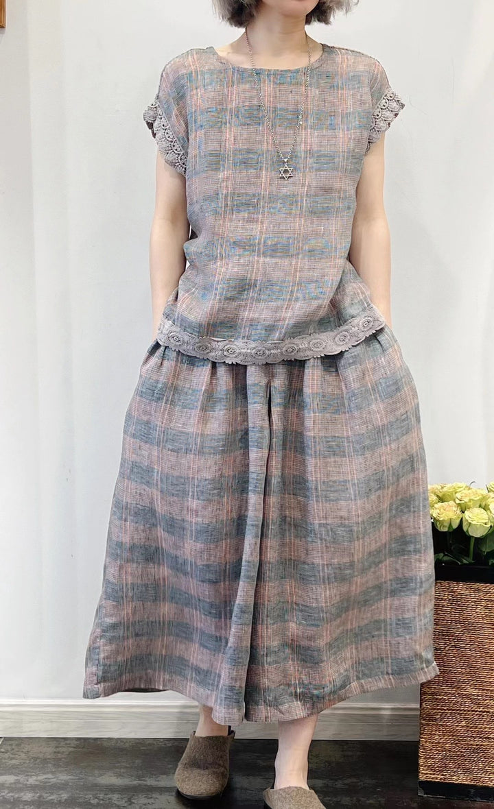 Femme Elegante Linned To-delt Sæt Stilla