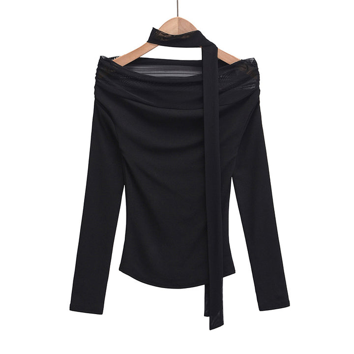 Dame Off-Shoulder Langærmet Top med elegant Drapée-Effekt Stilla