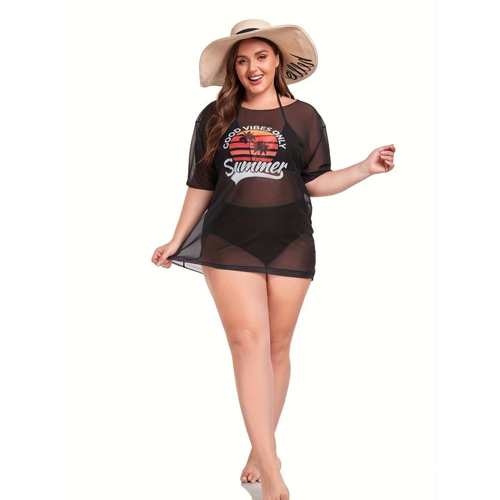 Dame Transparent Strandbluse med sommerligt tryk Skovae
