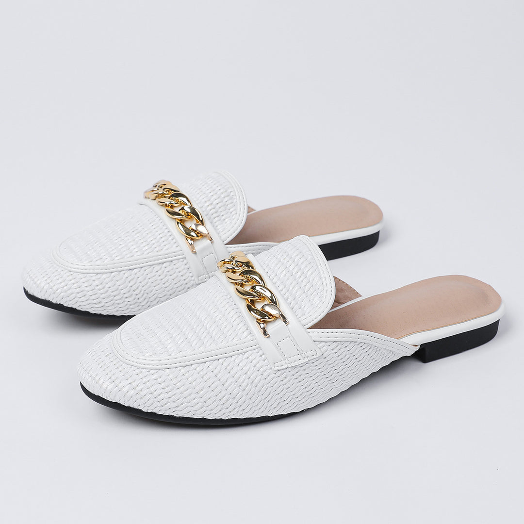 Dame Komfortable Slip-On Mules med Guld Kæde Stilla