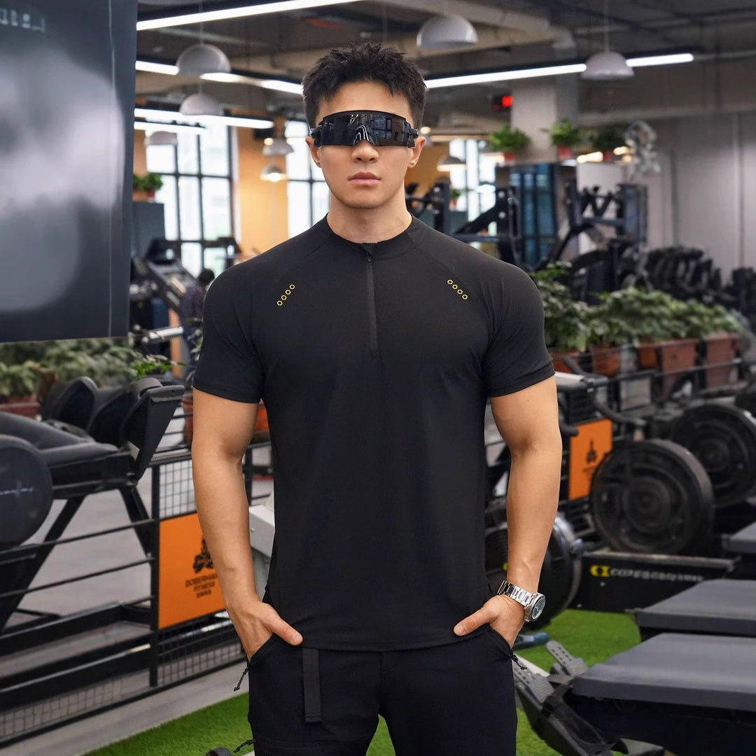 Herren Funktionsshirt med halvmund lynlås og åndbar teknologi Stilla