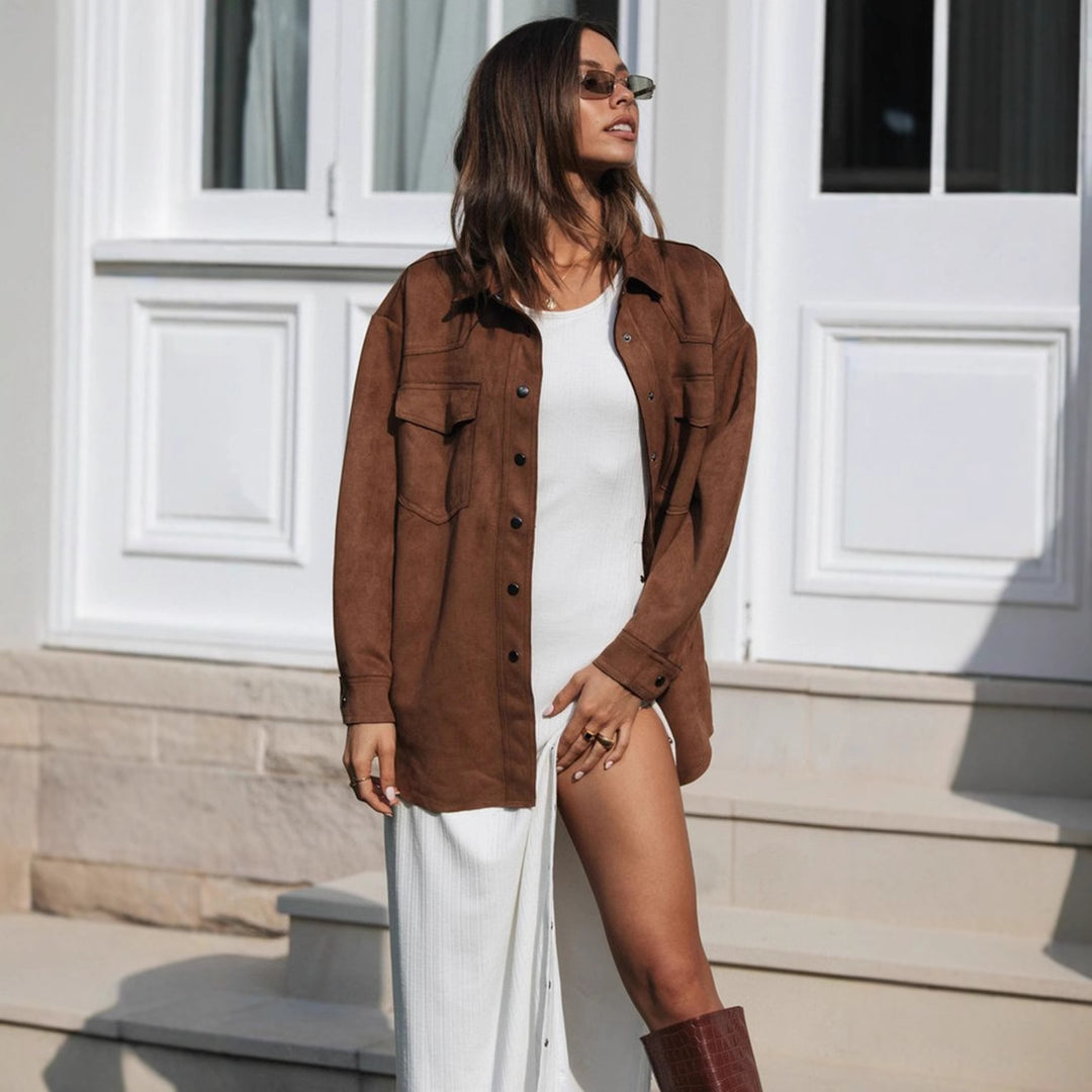 Kvinders oversized bluse lavet af blødt suede-imitation Stilla