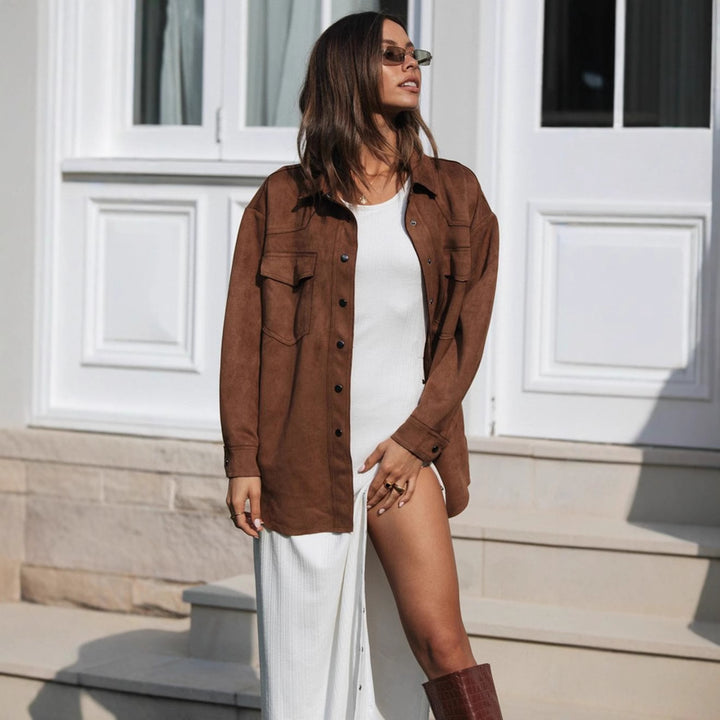 Kvinders oversized bluse lavet af blødt suede-imitation Stilla
