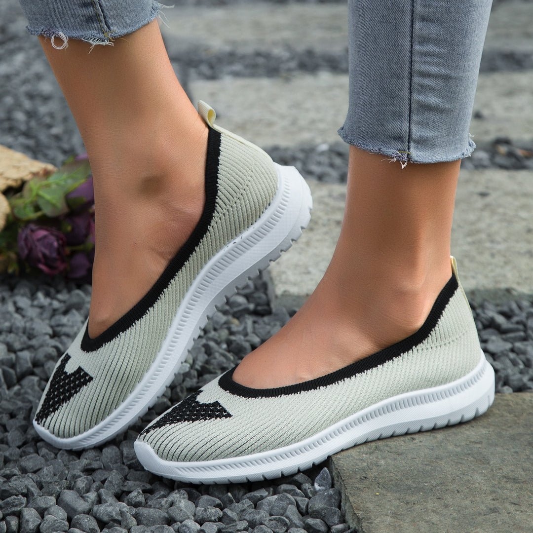 Dame Slip-On Ballerinas med åndbart strikdesign og skridsikker sål Stilla