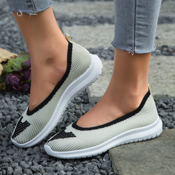 Dame Slip-On Ballerinas med åndbart strikdesign og skridsikker sål Stilla