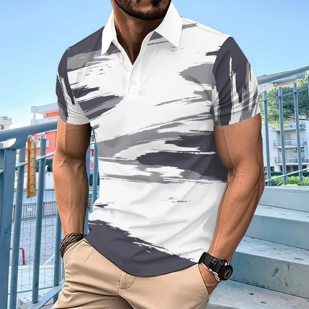 Herrer polo t-shirt med dynamisk grafikdesign og åndbare egenskaber Stilla
