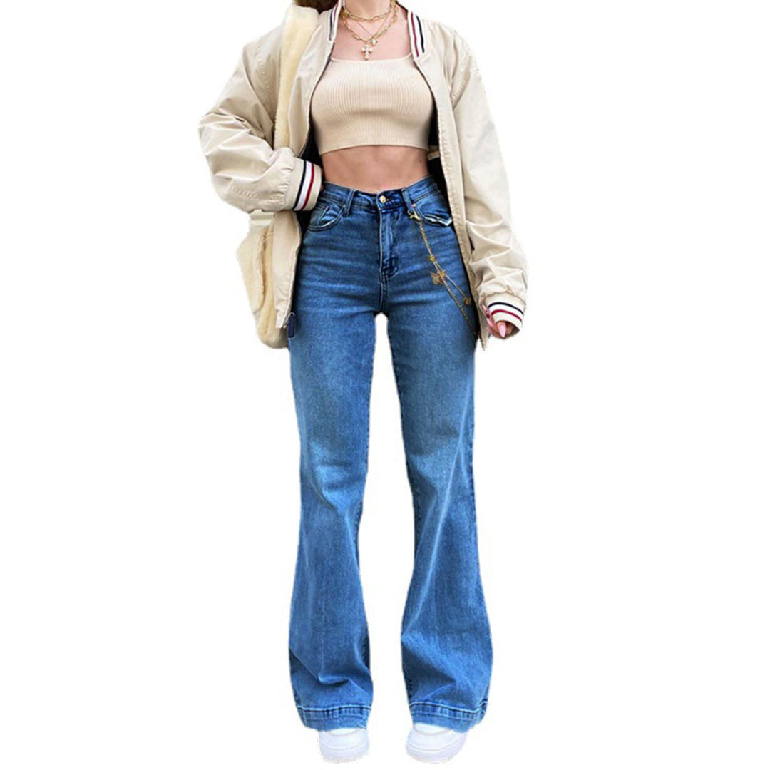 Dame Bootcut Jeans med høj talje og trendy vask Stilla