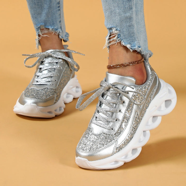 Dame Glitrende Sport-Sneakers med højdæmpende sål Stilla