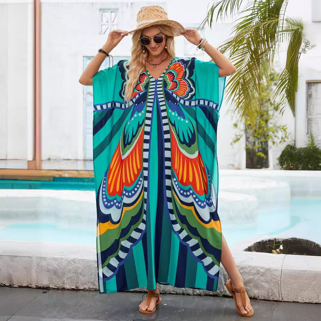 Dame Vibrant Trykt Maxi Kaftan Kjole Stilla