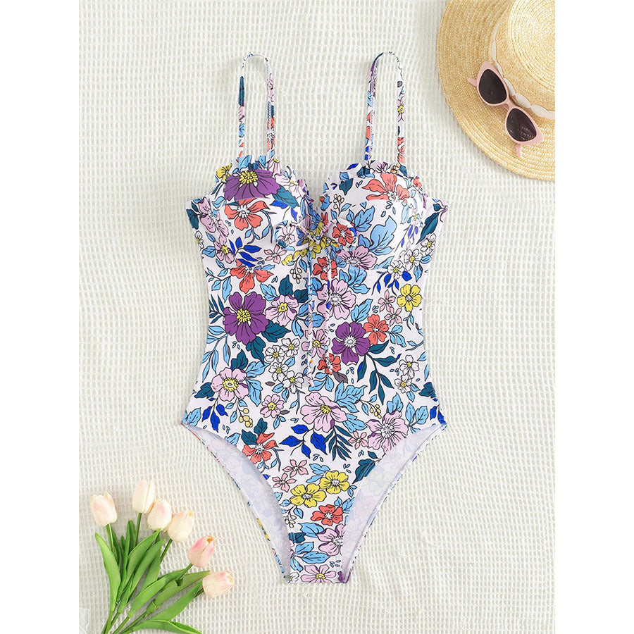 Dame One-Piece Badedragt med blomstermotiv og justerbare stropper Stilla