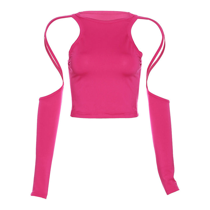 Dame Modish Crop-Top med innovativt ærmedesign Stilla