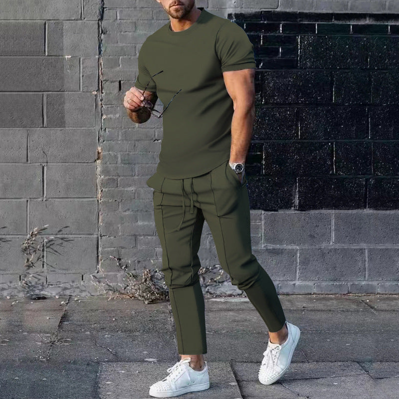 Herrer afslappet sport outfit med åndbart T-shirt og løs joggingbukser Stilla