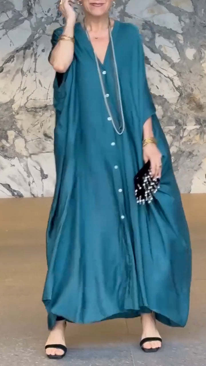 Dame Elegant Maxi-kjole med knapdetaljer Stilla