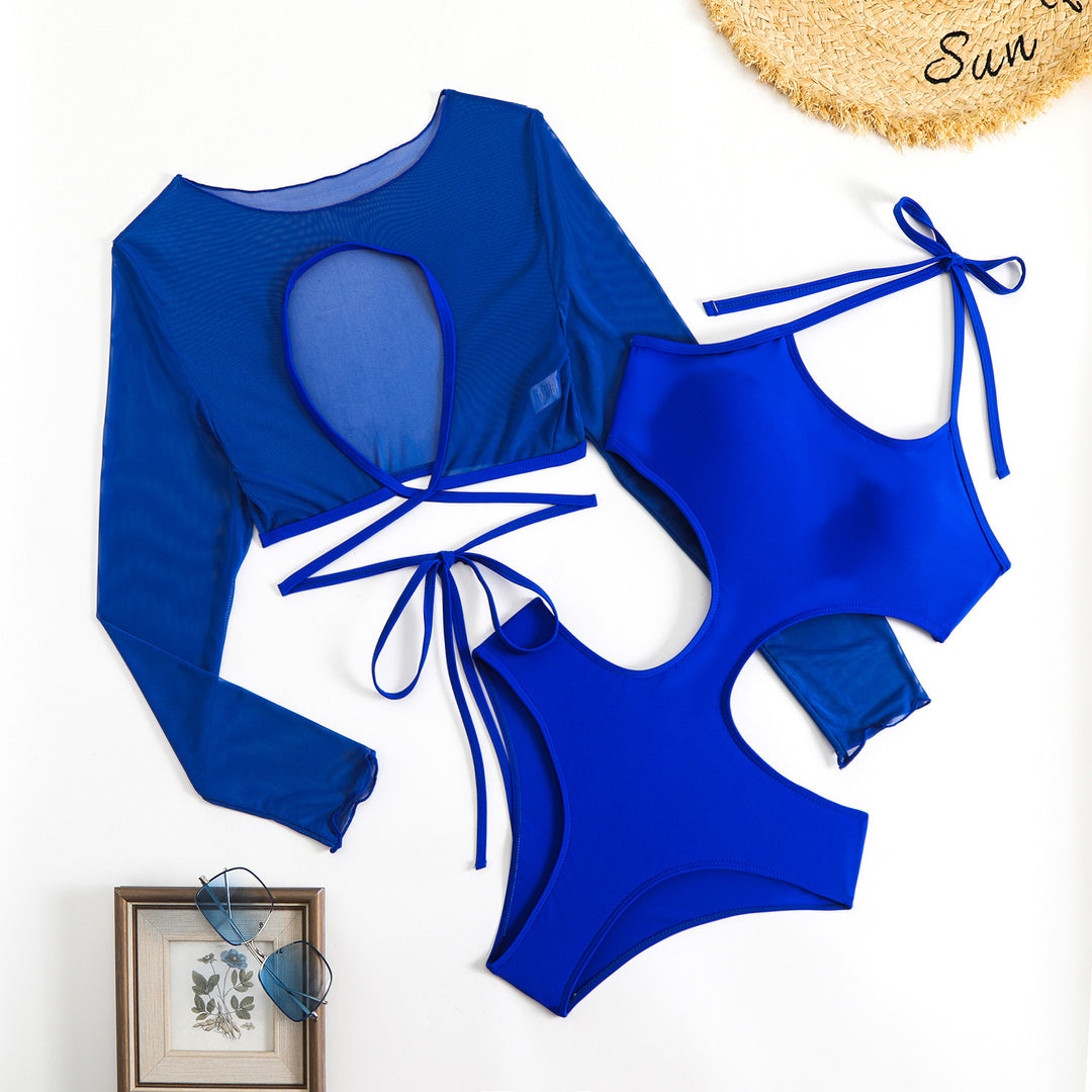 Dame Sporty Tankini-sæt med gennemsigtigt top og moderne snit Skovae