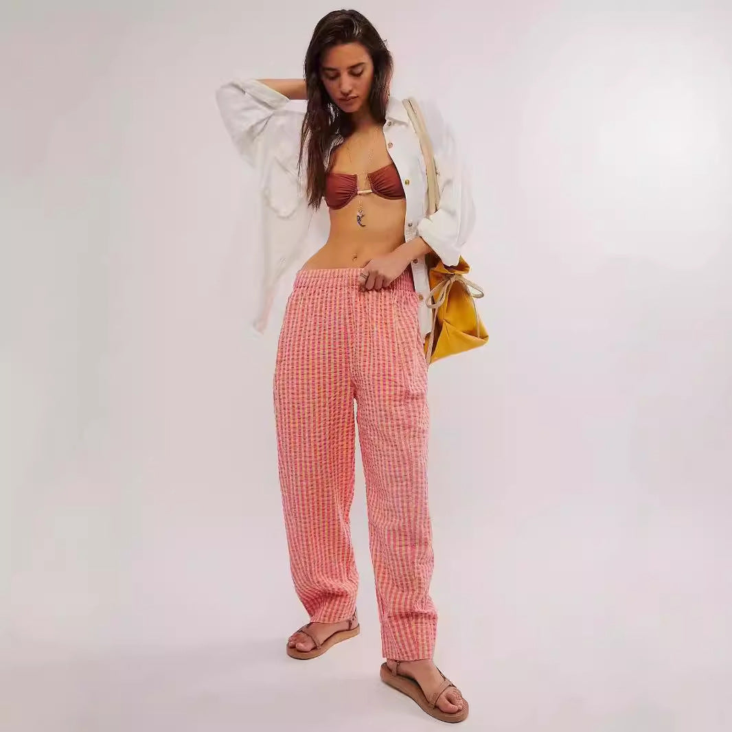Women's fabric trousers with a loose fit and elastic waistband Skovae