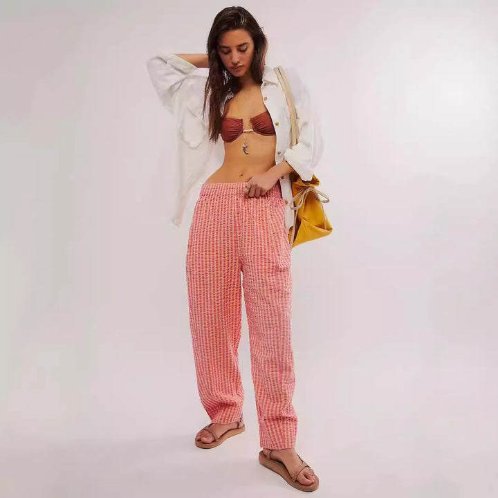Women's fabric trousers with a loose fit and elastic waistband Skovae