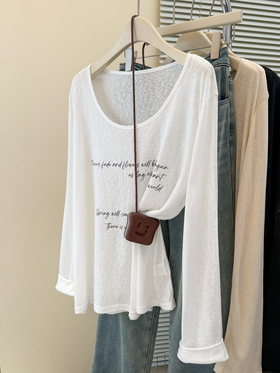 Femme Relaxed Fit Langærmet T-shirt med inspirerende citat Stilla
