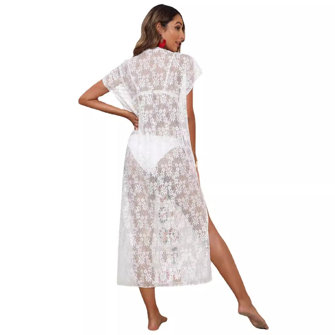 Dame Hæklet Kaftan med glade blomsterdesigns Skovae