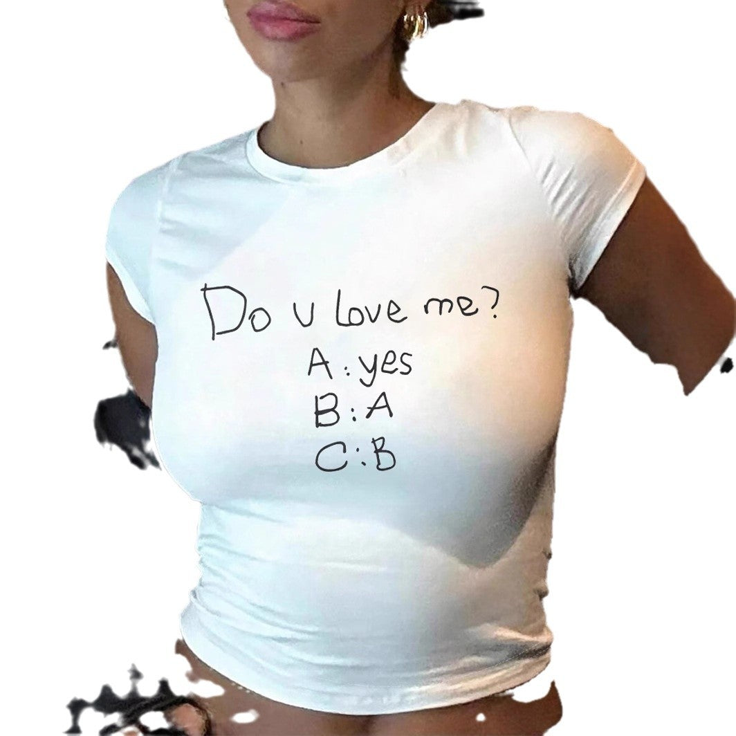 Dame Funktions T-shirt med kreativ tekst Skovae